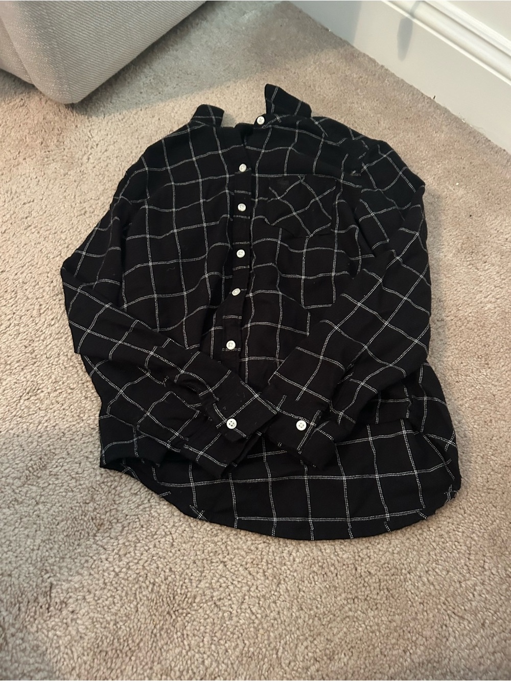 Men's Black Windowpane Button-Up Shirt
